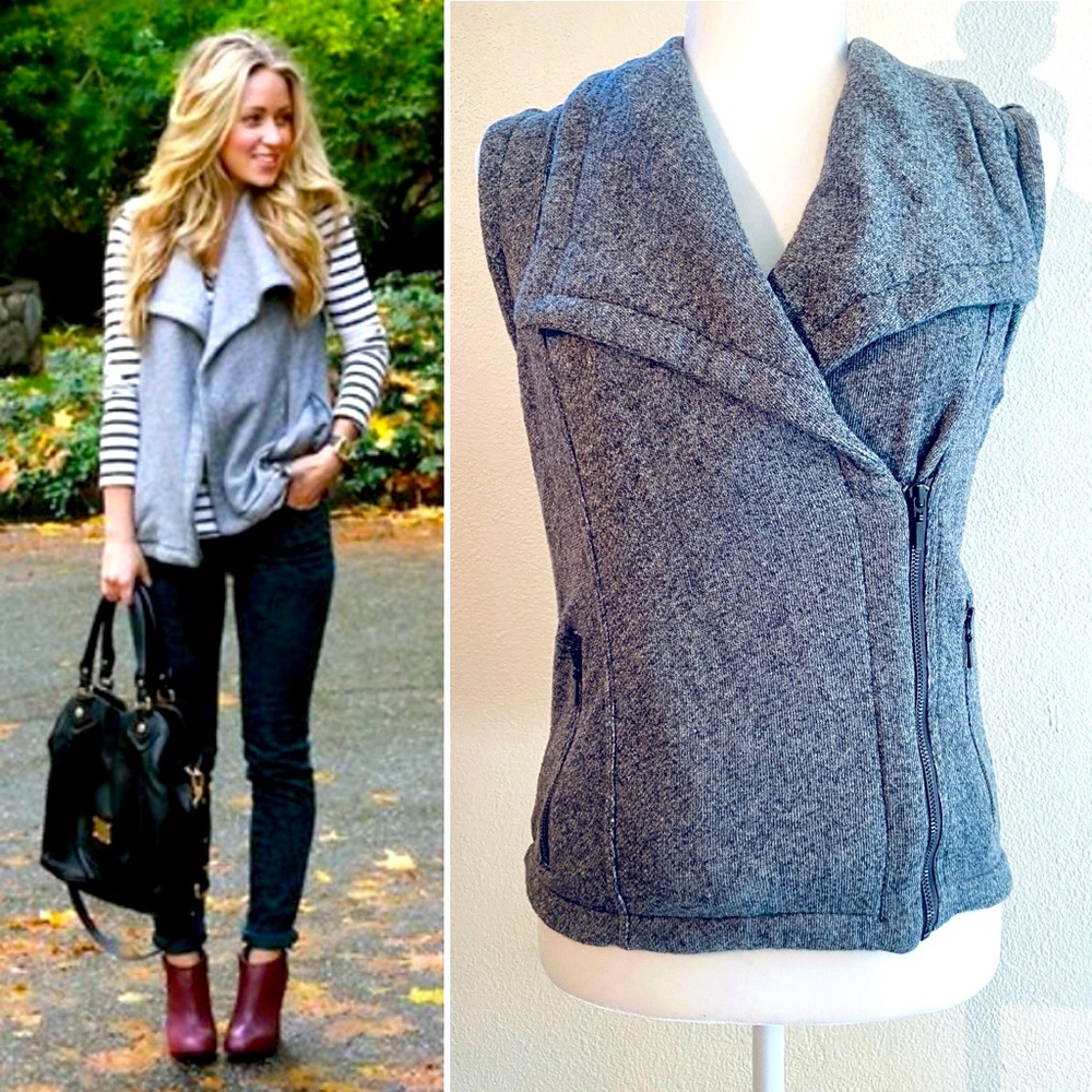 Gap French Terry Gray Zip Up Sweater Vest